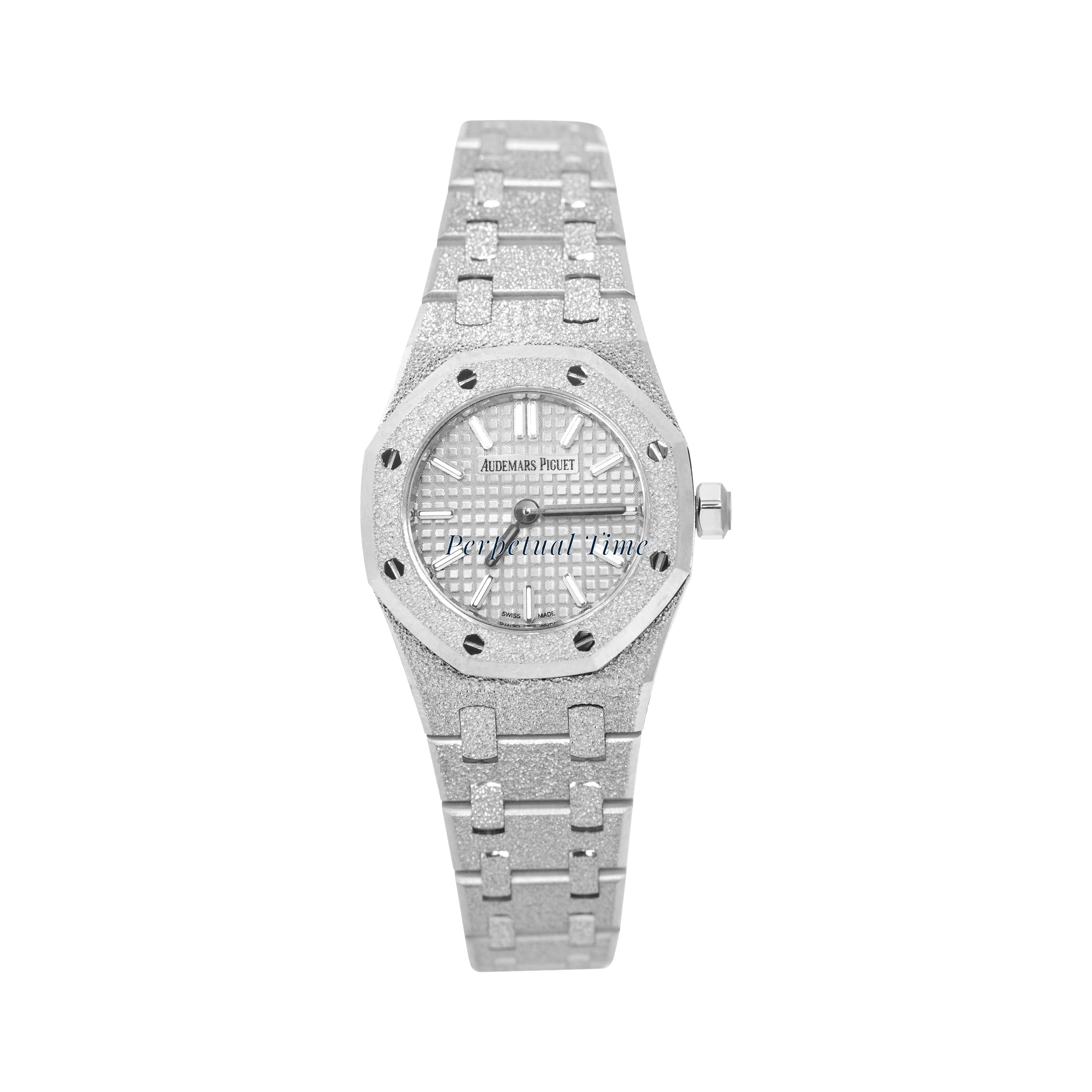 Audemars Piguet Royal Oak Frosted Ladies 67630BA White Gold Silver Stick Dial