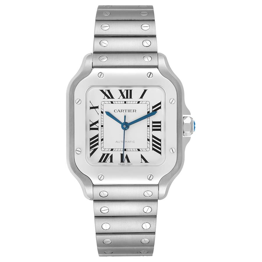 CARTIER SANTOS MEDIUM STAINLESS STEEL 35MM 4075| WHITE ROMAN DIAL |