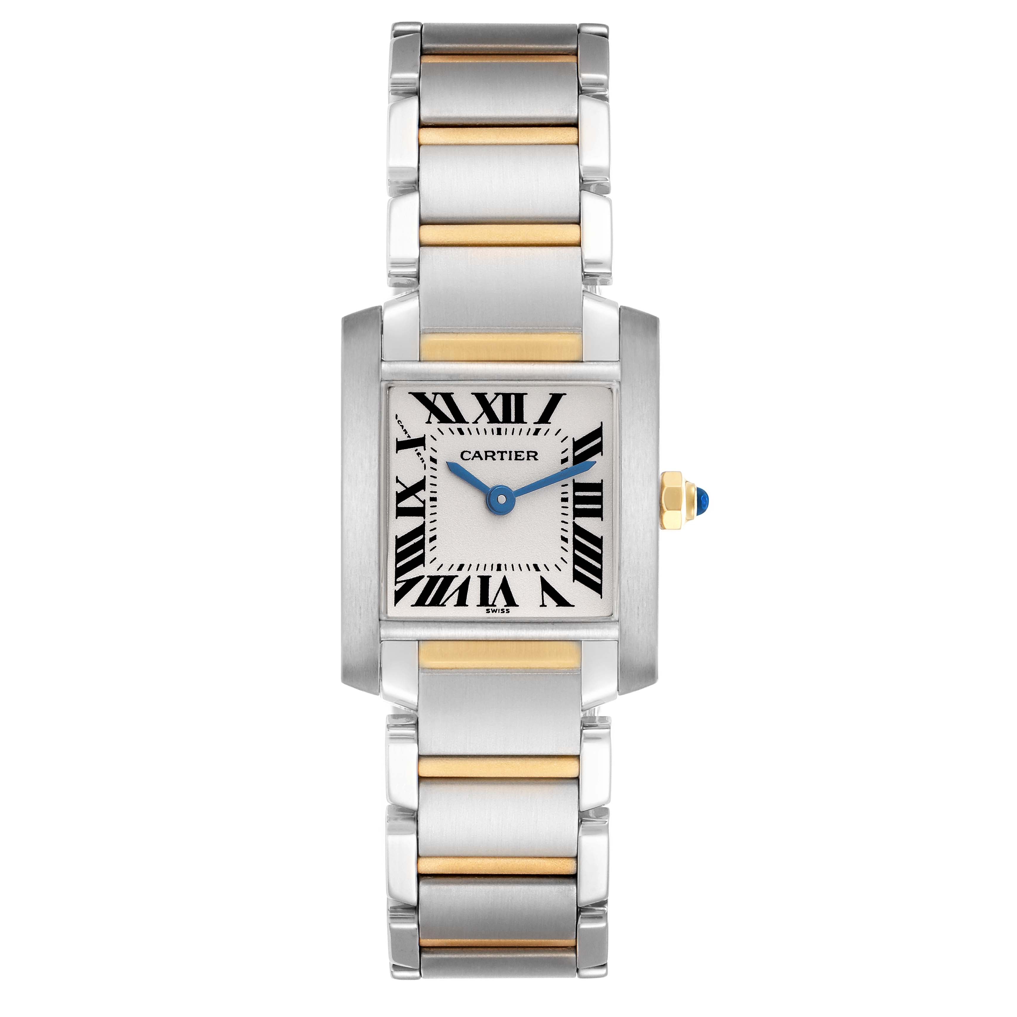 CARTIER TANK FRANCAISE SMALL STAINLESS STEEL & YELLOW GOLD 2300|WHITE ROMAN DIAL |