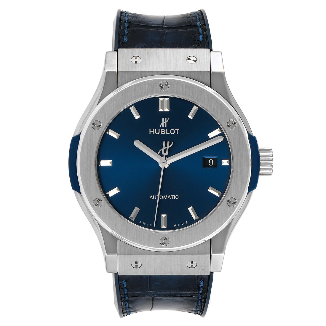 HUBLOT CLASSIC FUSION TITANIUM 42MM | BLUE DIAL | LEATHER STRAP|
