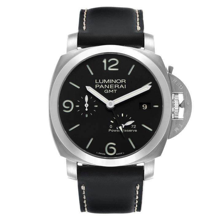 PANERAI LUMINOR 1950 3 DAY GMT PAM00321 | BLACK DIAL | BLACK LEATHER STRAP|