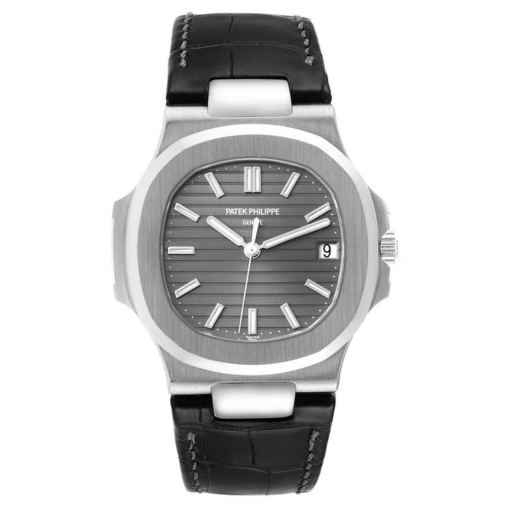 PATEK PHILIPPE NAUTILUS WHITE GOLD 40MM 5711G-001|GRAY DIAL | BLACK LEATHER BAND|