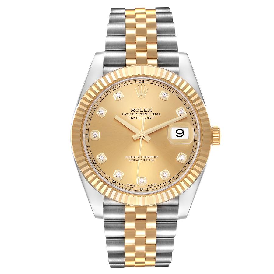 ROLEX DATEJUST 41MM STAINLESS STEEL AND YELLOW GOLD 126333 |CHAMPAGNE DIAMOND DIAL| FLUTED BEZEL | JUBILEE BAND