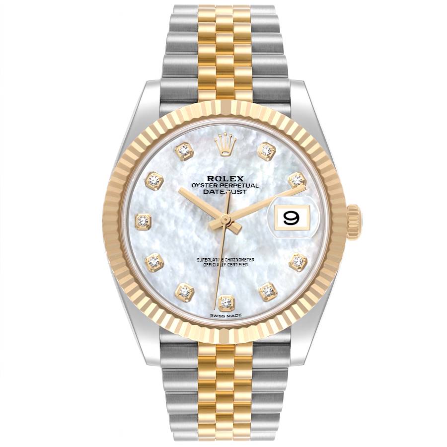 ROLEX DATEJUST 41MM STAINLESS STEEL AND YELLOW GOLD 126333 | MOP DIAL | FLUTED BEZEL | JUBILEE BAND