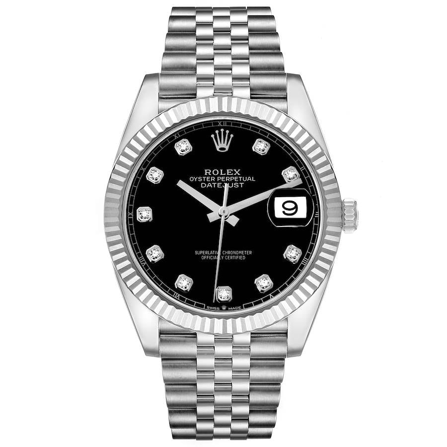 ROLEX DATEJUST 41MM STAINLESS STEEL 126334 | BLACK DIAMOND DIAL | FLUTED BEZEL | JUBILEE BAND