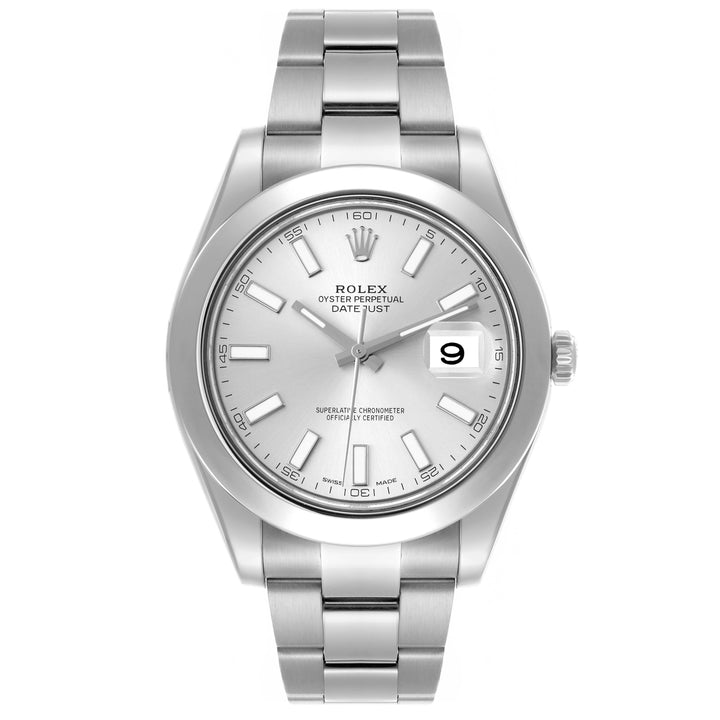 ROLEX DATEJUST 41MM STAINLESS STEEL 116300 |SILVER STICK| OYSTER BAND|
