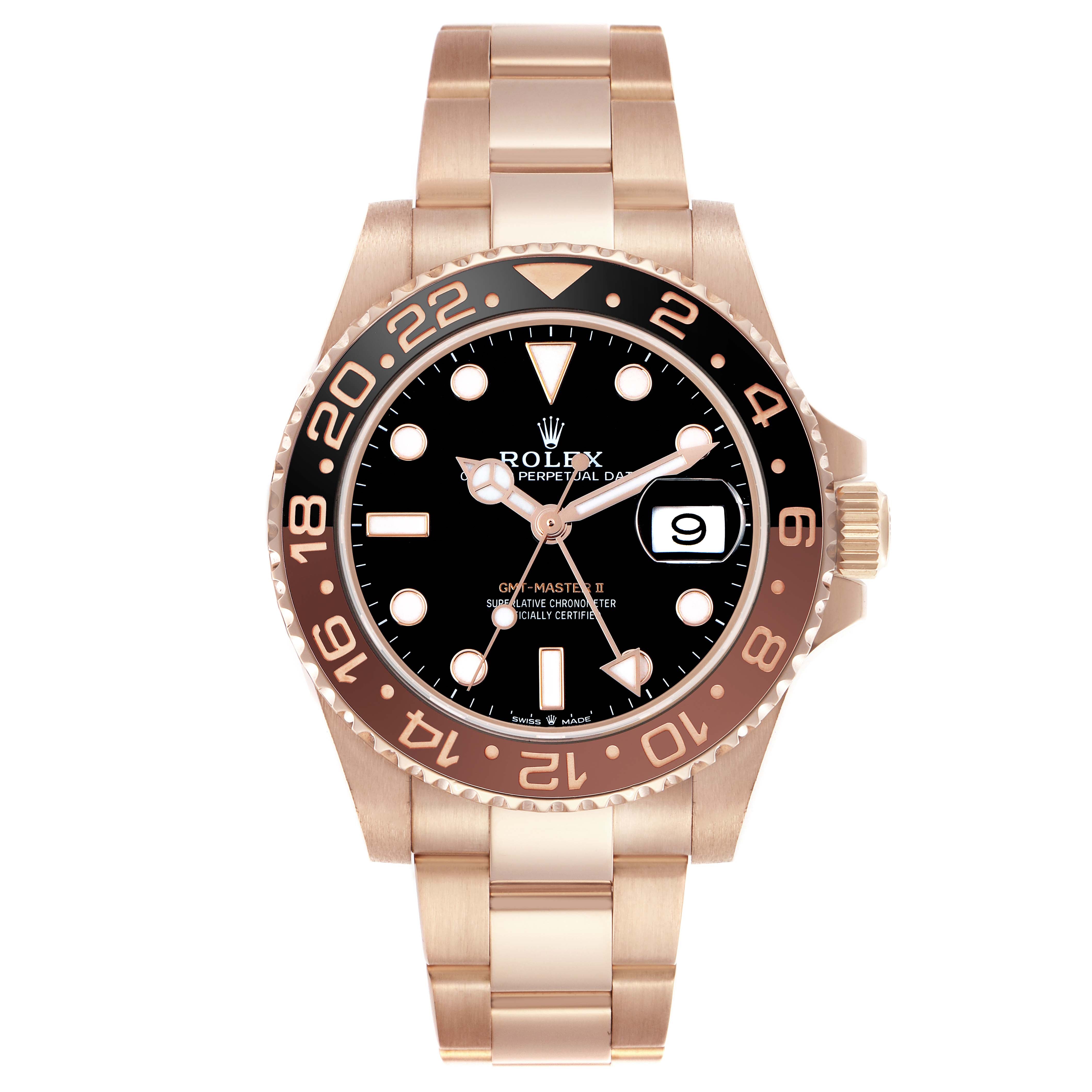 ROLEX GMT MASTER II ROOTBEER ROSE GOLD 126715CHNR |BLACK DIAL |CERAMIC BEZEL| OYSTER BAND|