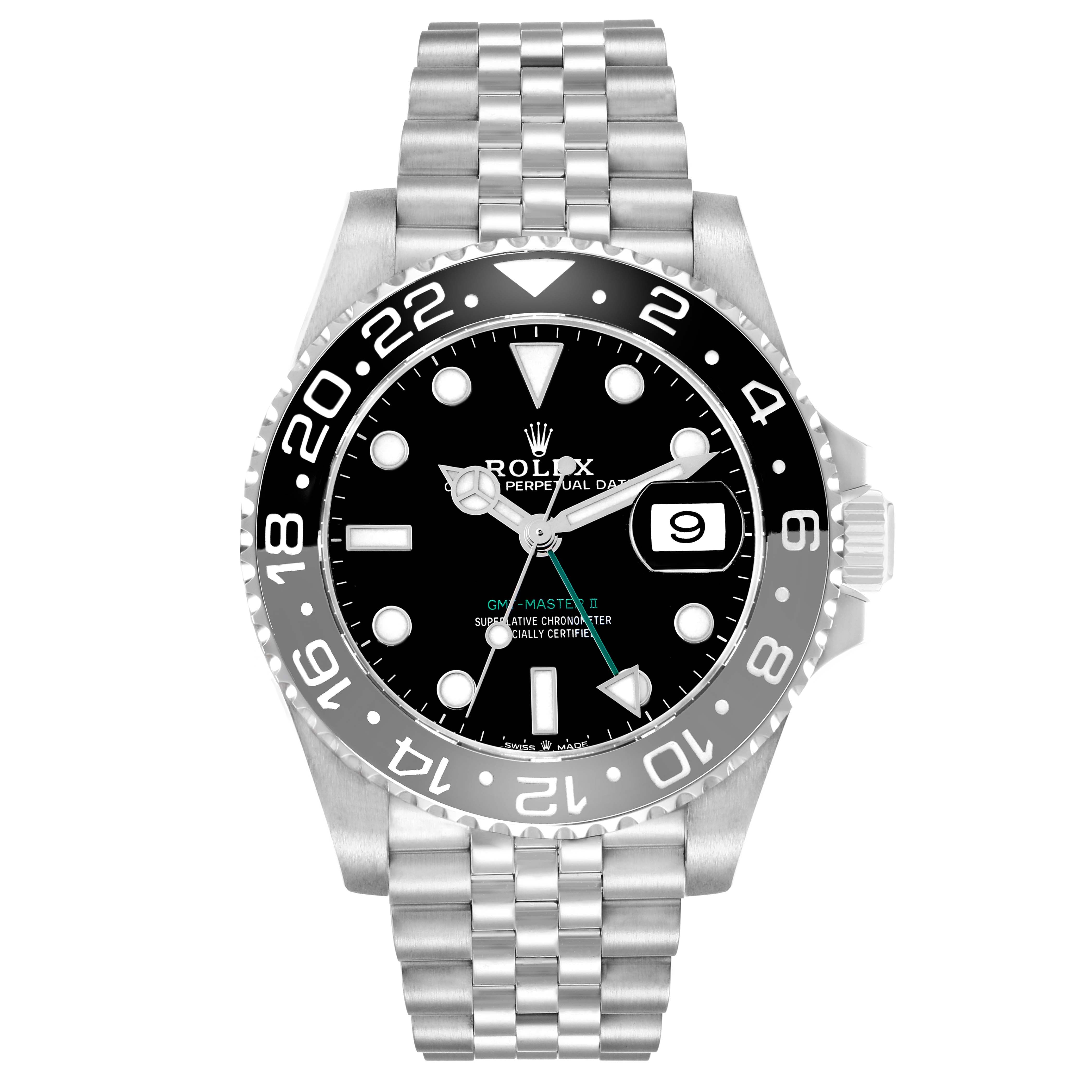 ROLEX GMT MASTER II BRUCE WAYNE 40MM 126710GRNR |BLACK DIAL | CERAMIC BEZEL | JUBILEE BAND
