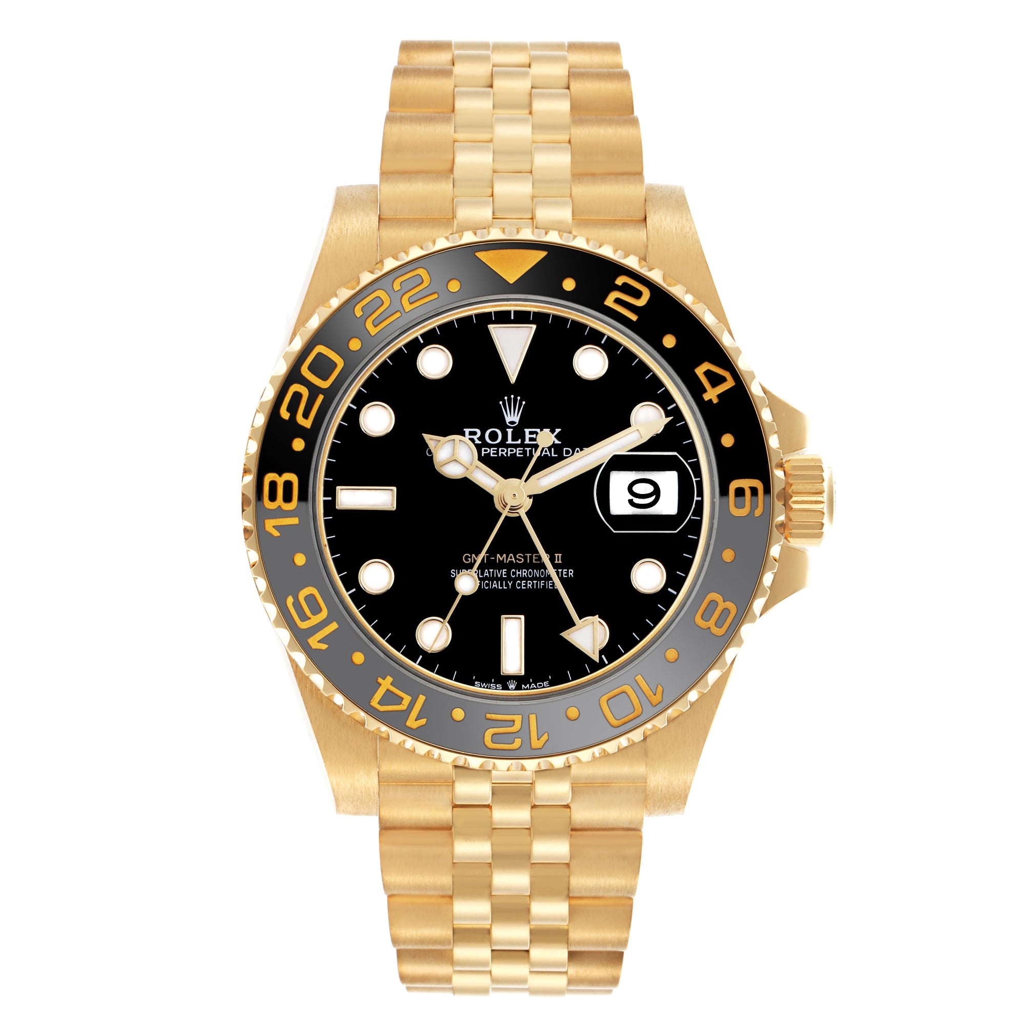 ROLEX GMT MASTER II YELLOW GOLD 126718GRNR| BLACK DIAL| CERAMIC BEZEL| JUBILEE |