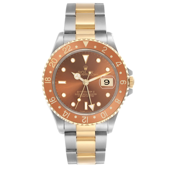ROLEX GMT MASTER II ROOTBEER STAINLESS STEEL AND YELLOW GOLD 16713 | BRONZE DIAL| BRONZE BEZEL |