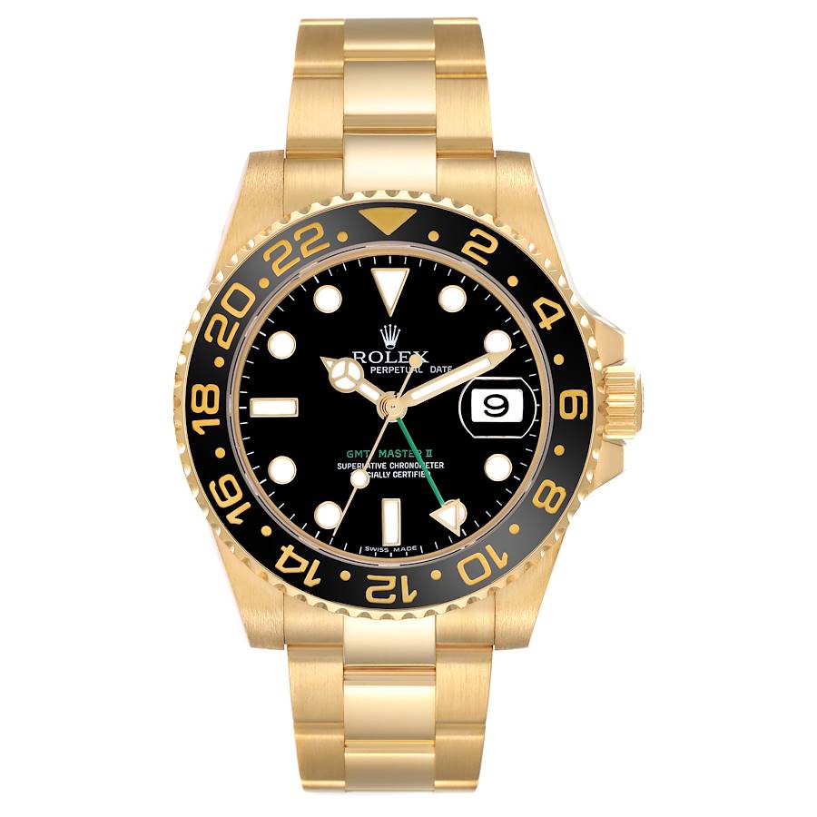 ROLEX GMT MASTER II YELLOW GOLD 40MM 116718 | BLACK DIAL | BLACK CERAMIC BEZEL | OYSTER BAND