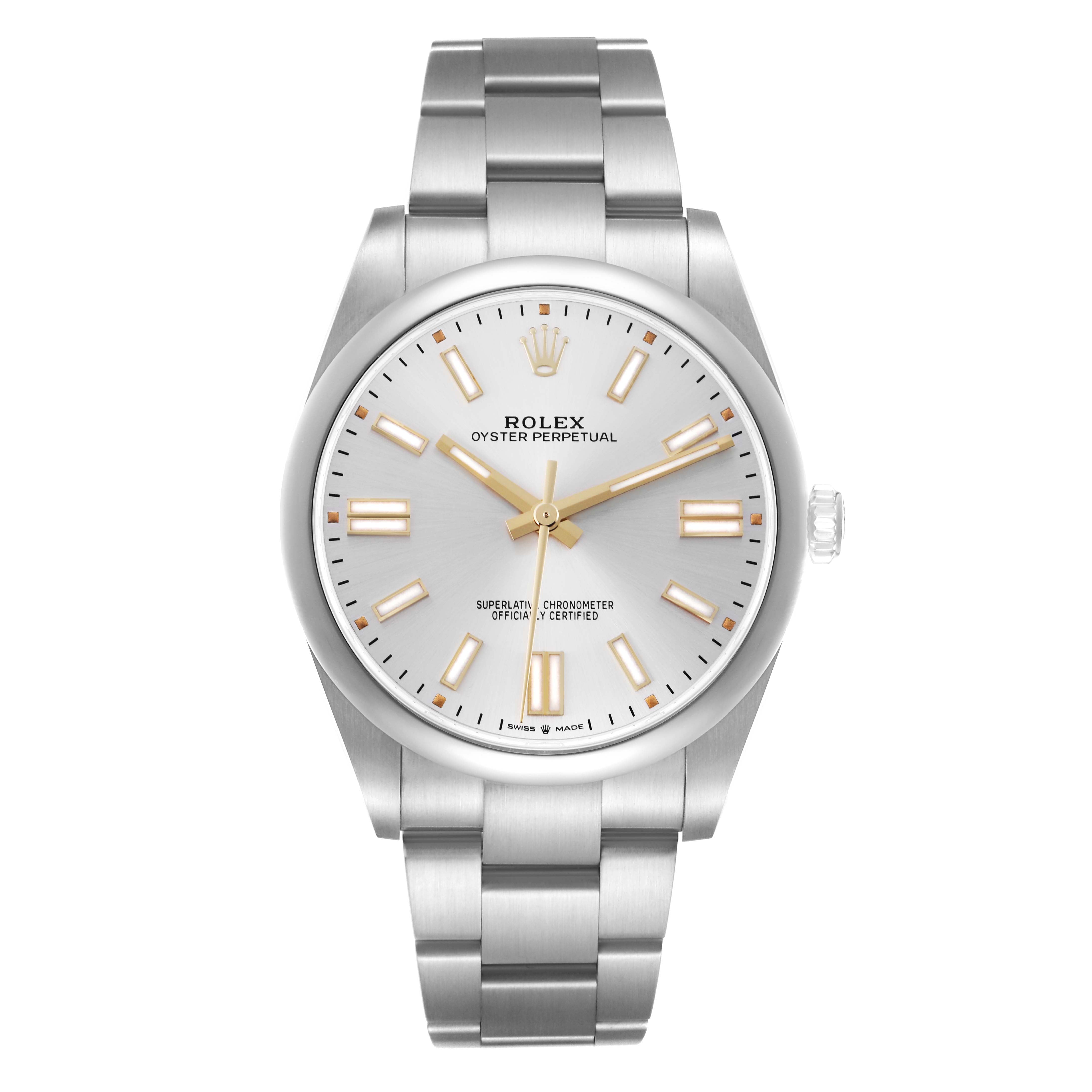 ROLEX OYSTER PERPETUAL 41MM STAINLESS STEEL 124300 |SILVER DIAL |SMOOTH BEZEL| OYSTER BAND