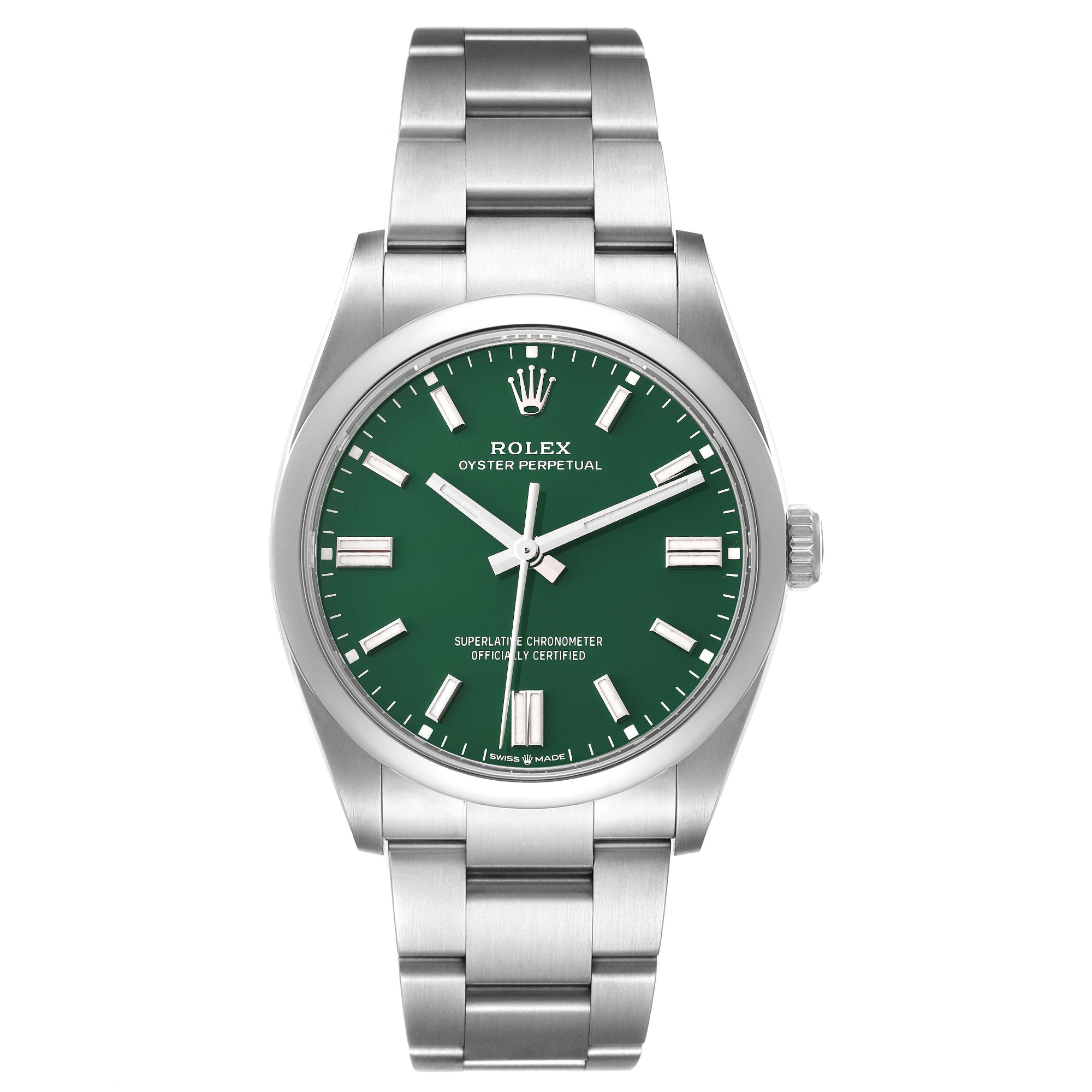 ROLEX OYSTER PERPETUAL 36 MM STAINLESS STEEL 126000 | GREEN DIAL | INDEX HOUR MARKERS |SMOOTH BEZEL| OYSTER BAND