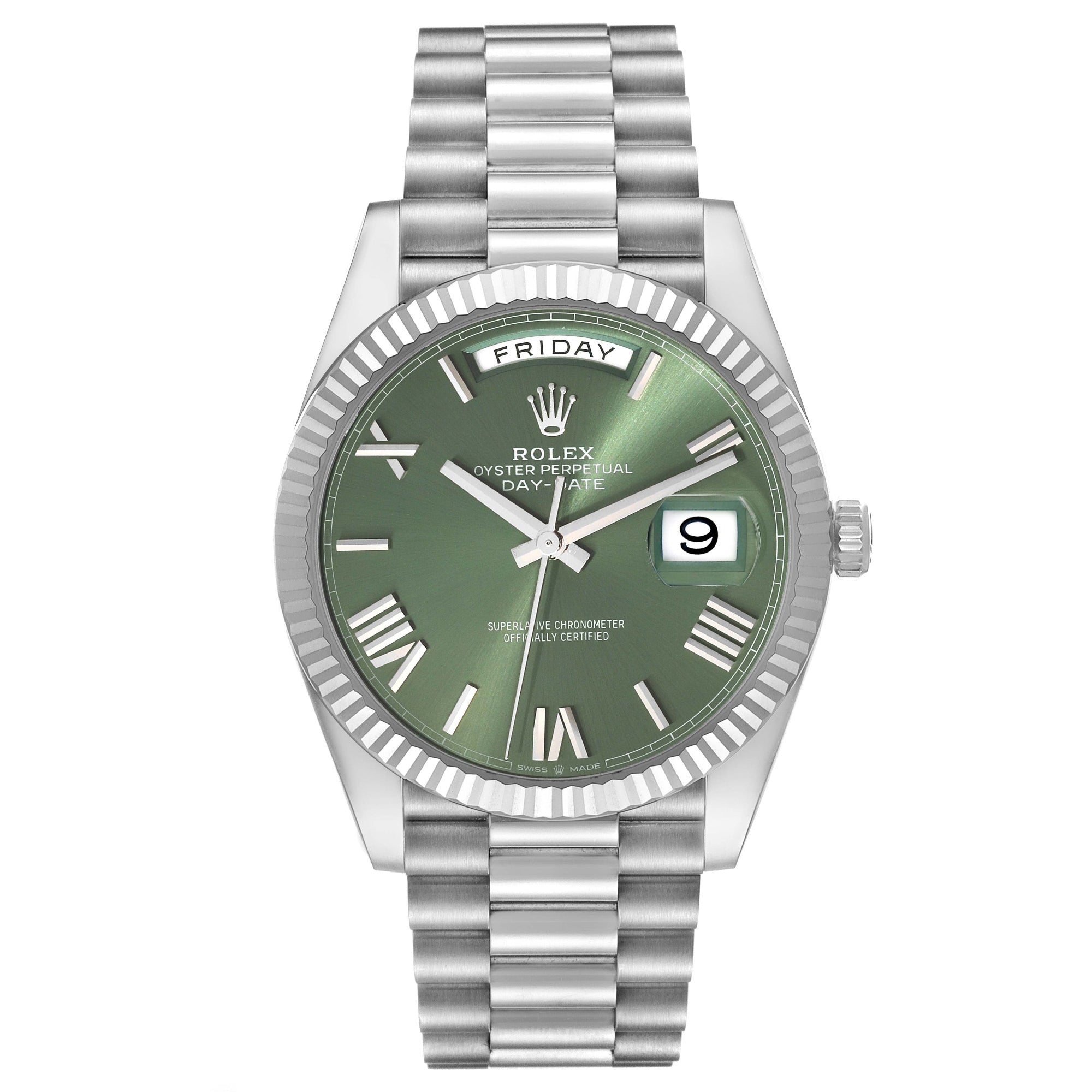 ROLEX DAY- DATE 40MM WHITE GOLD 228239 | GREEN DIAL | PRESIDENTIAL BAND|