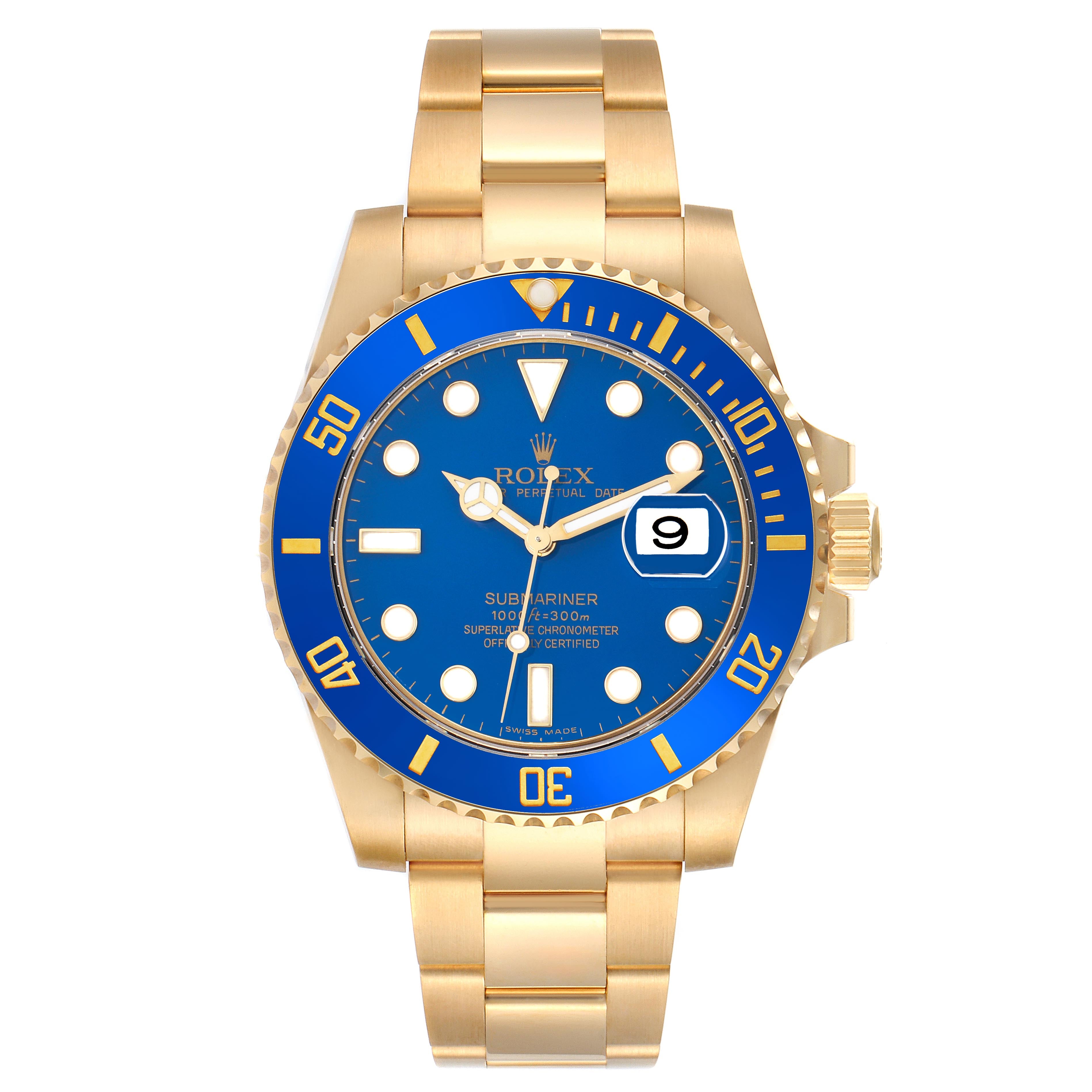 ROLEX SUBMARINER 40MM YELLOW GOLD 116618LB |BLUE CERAMIC BEZEL| BLUE DIAL | OYSTER BAND