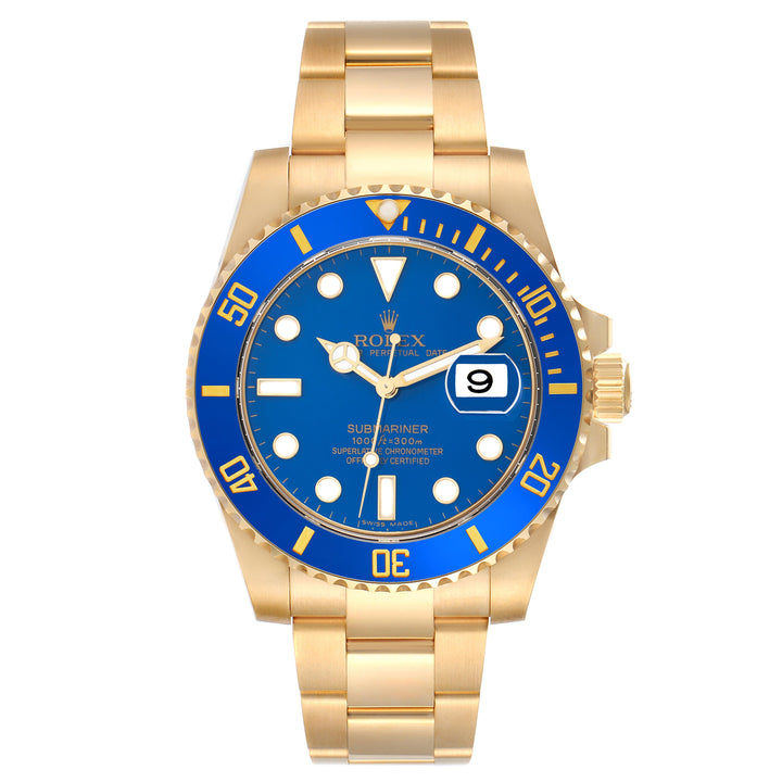 ROLEX SUBMARINER 40MM YELLOW GOLD 116618LB |BLUE CERAMIC BEZEL| BLUE DIAL | OYSTER BAND