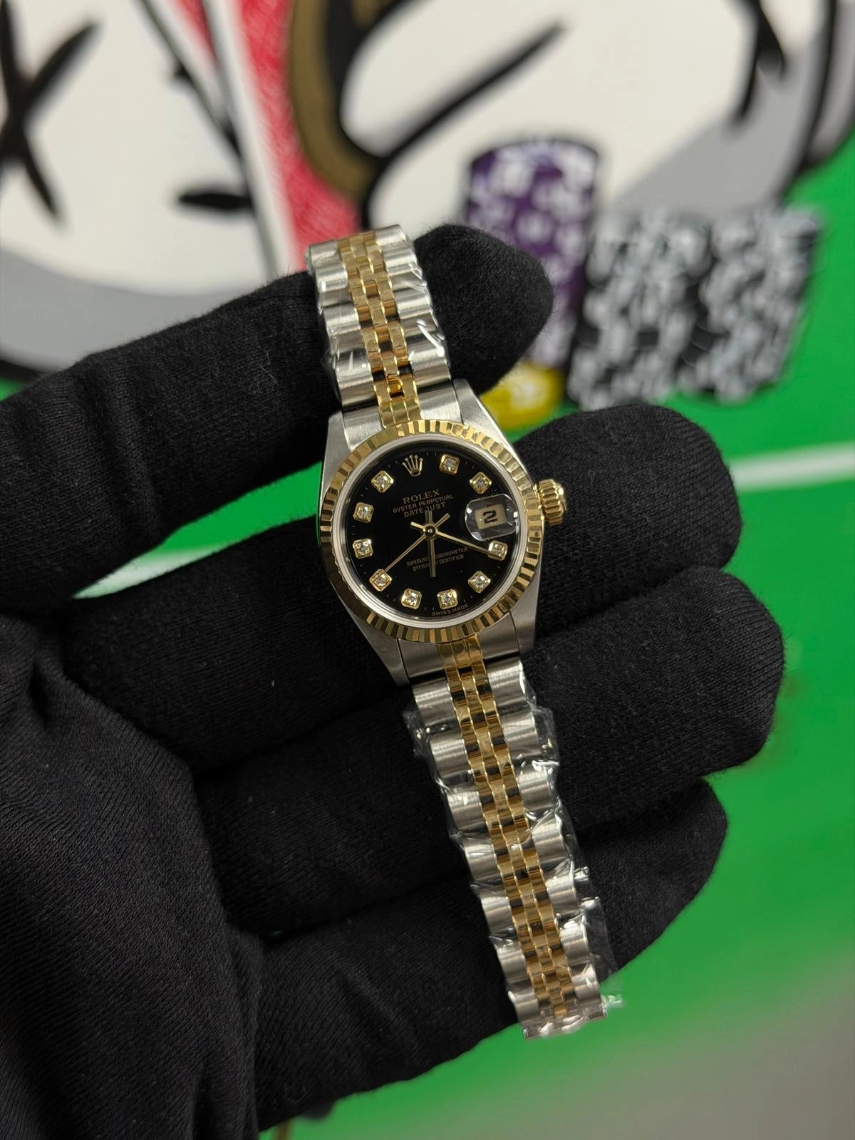 Rolex Datejust Lady Black Diamond Dial on Jubilee band 69173