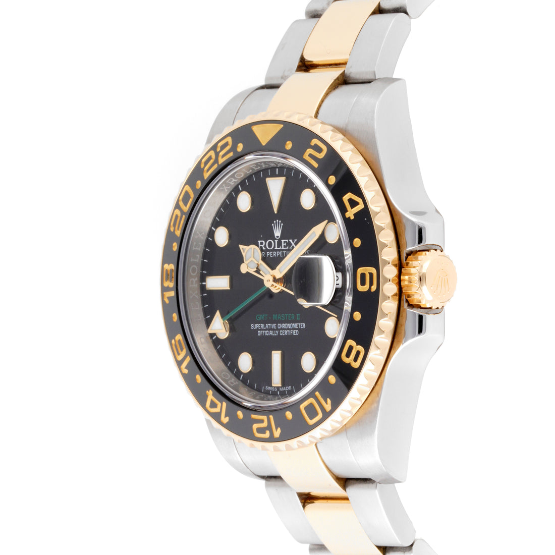 Rolex GMT-Master II Stainless Steel And Yellow Gold Black Dial on Oyster 116713LN Papers