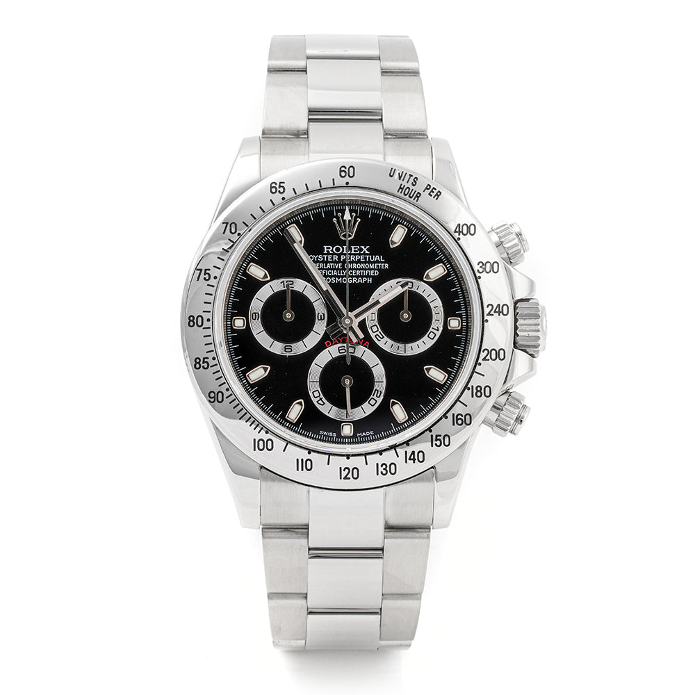 Rolex Daytona Stainless Steel Black Dial on Oyster 116520 Card 2009