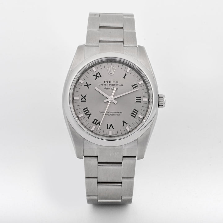 Rolex Oyster Perpetual 34 Airking Silver Stick Dial on Oyster Band 114200 Card 2008