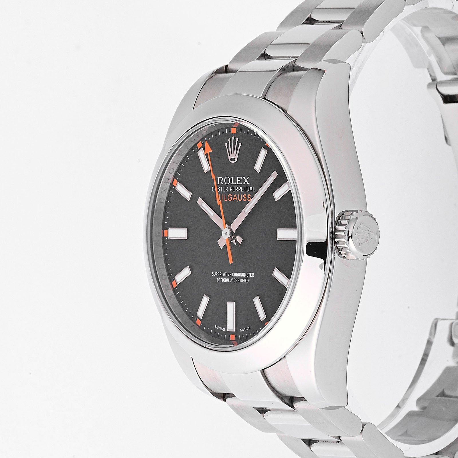 Rolex Milgauss Stainless Steel Black Dial on Oyster 116400