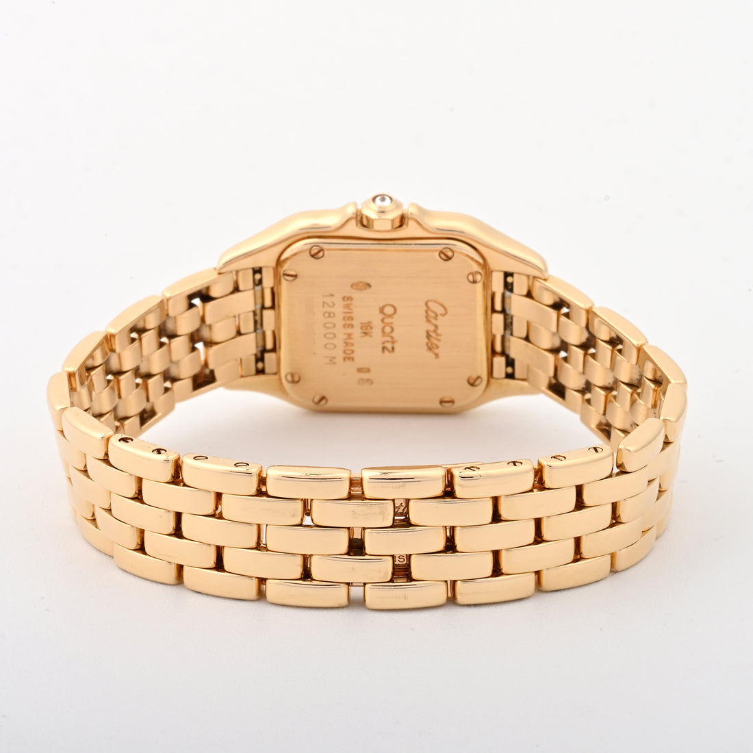 Cartier Panthere Small Yellow Gold Factory Diamond Bezel Ivory Roman Dial on Bracelet 128000m