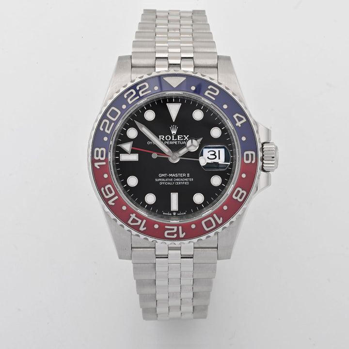 Rolex GMT-Master II Pepsi Black Dial on Jubilee band 126710BLRO Card