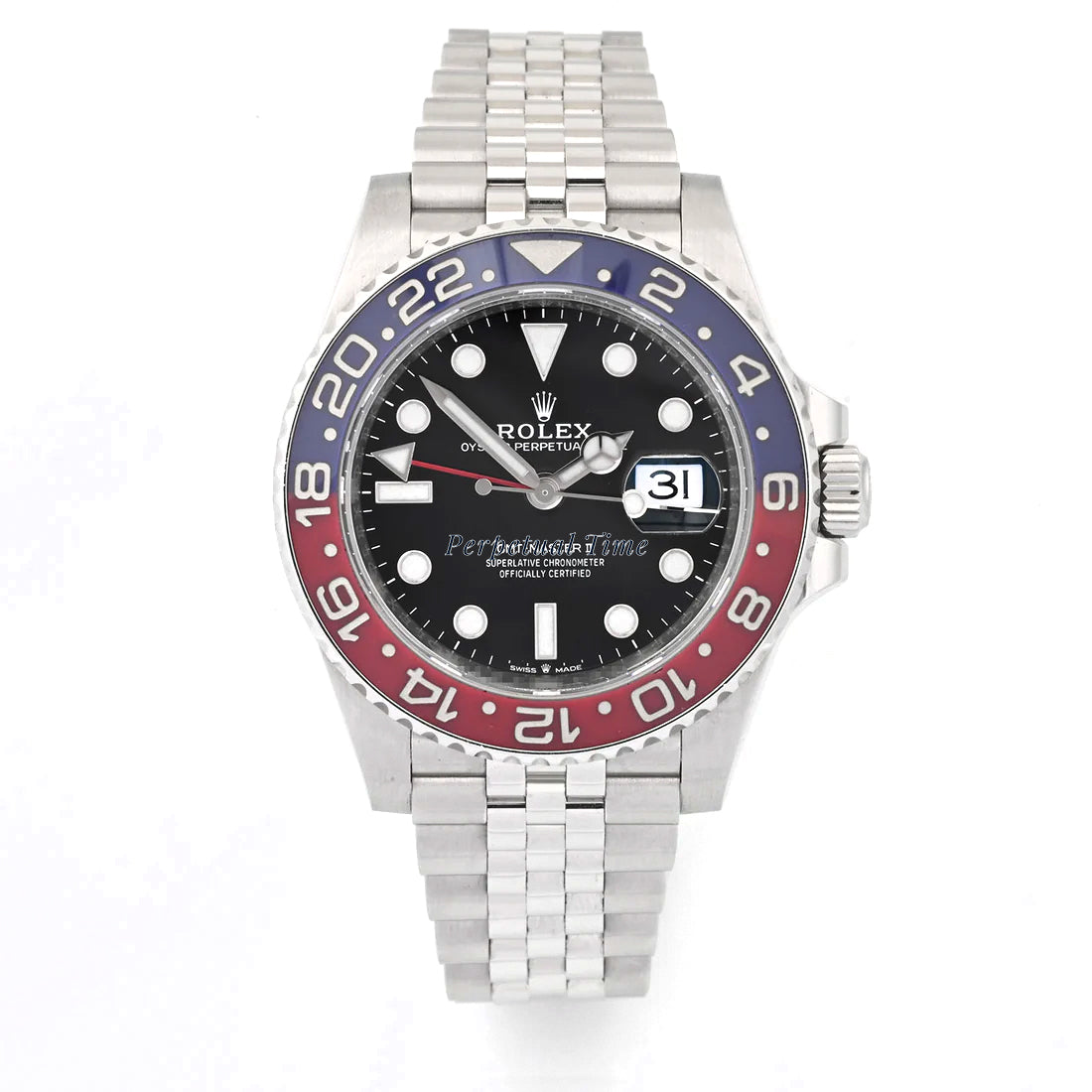 Rolex GMT-Master II Pepsi Black Dial on Jubilee band 126710BLRO Card