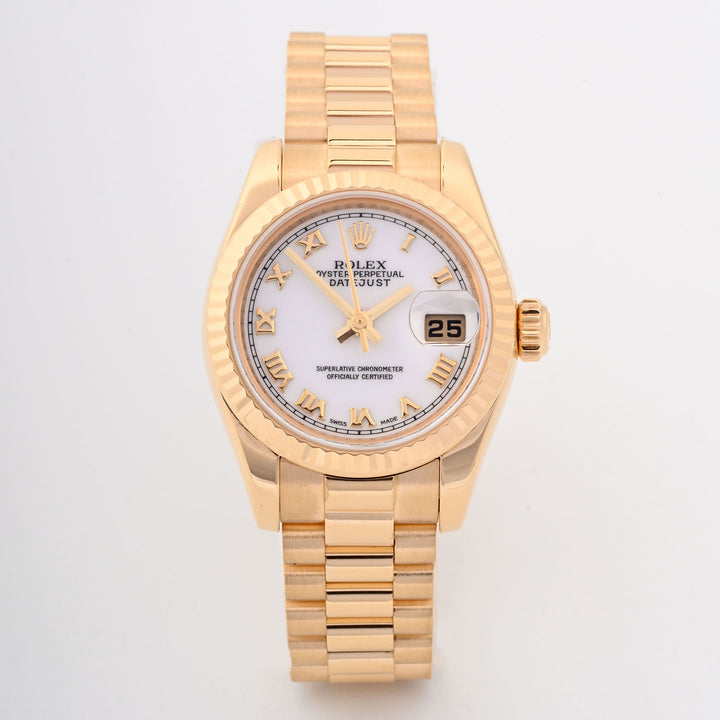 Rolex Lady President 26mm White Roman Dial on President Band 179178