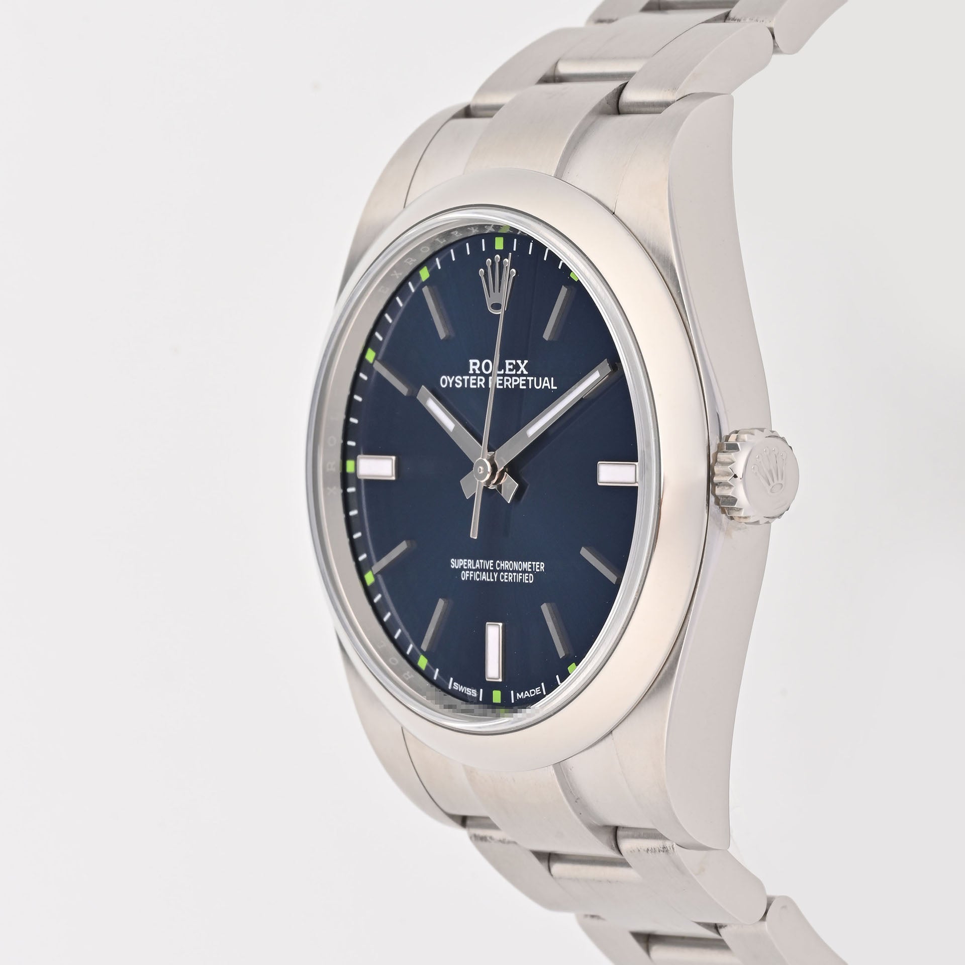 Rolex Oyster Perpetual 39 Blue Index Dial on Oyster band 114300 Card 2018