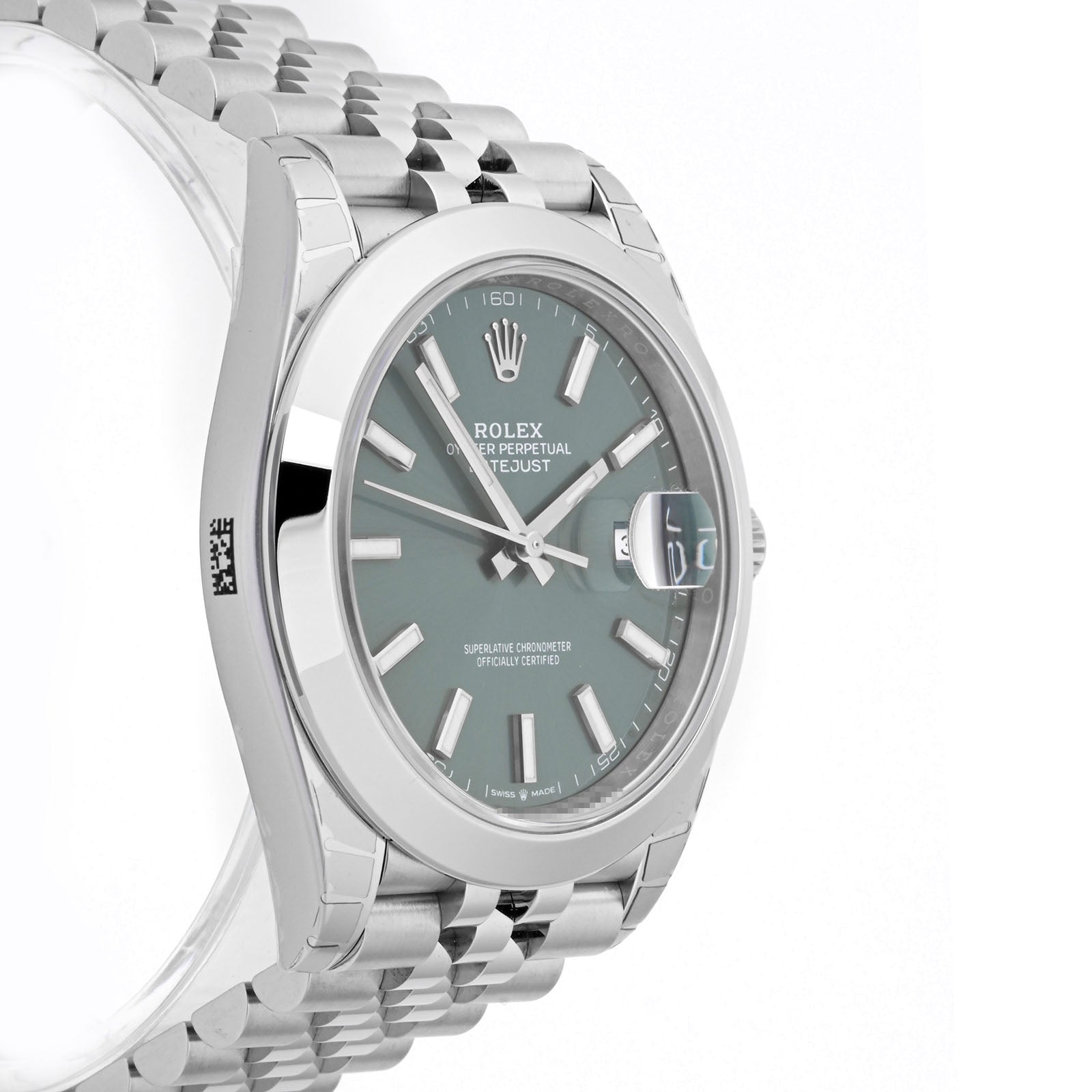 Rolex Datejust 41 Stainless Steel Mint Green Index Dial on Jubilee 126300 Card 2023