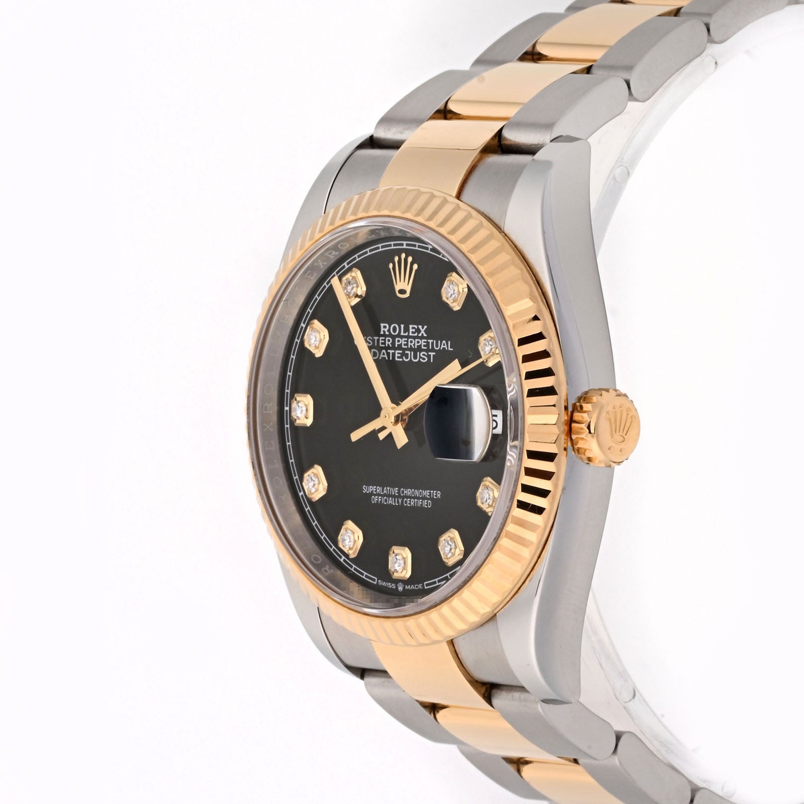 Rolex Datejust 36 Stainless Steel And Yellow Gold Black Diamond Dial on Oyster 126233 Card 2020