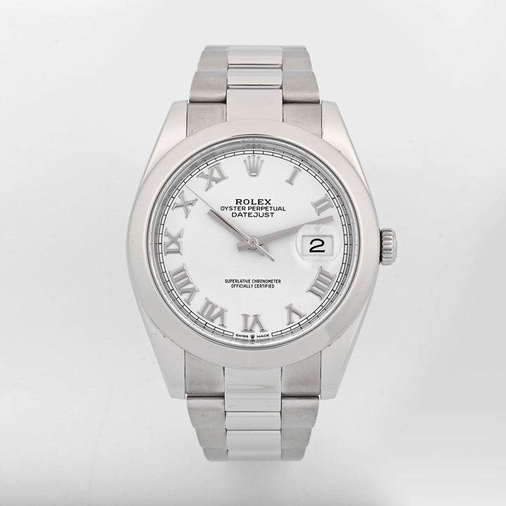 Rolex Datejust 41mm Stainless Steel White Roman Dial on Oyster band 126300 Card 2020