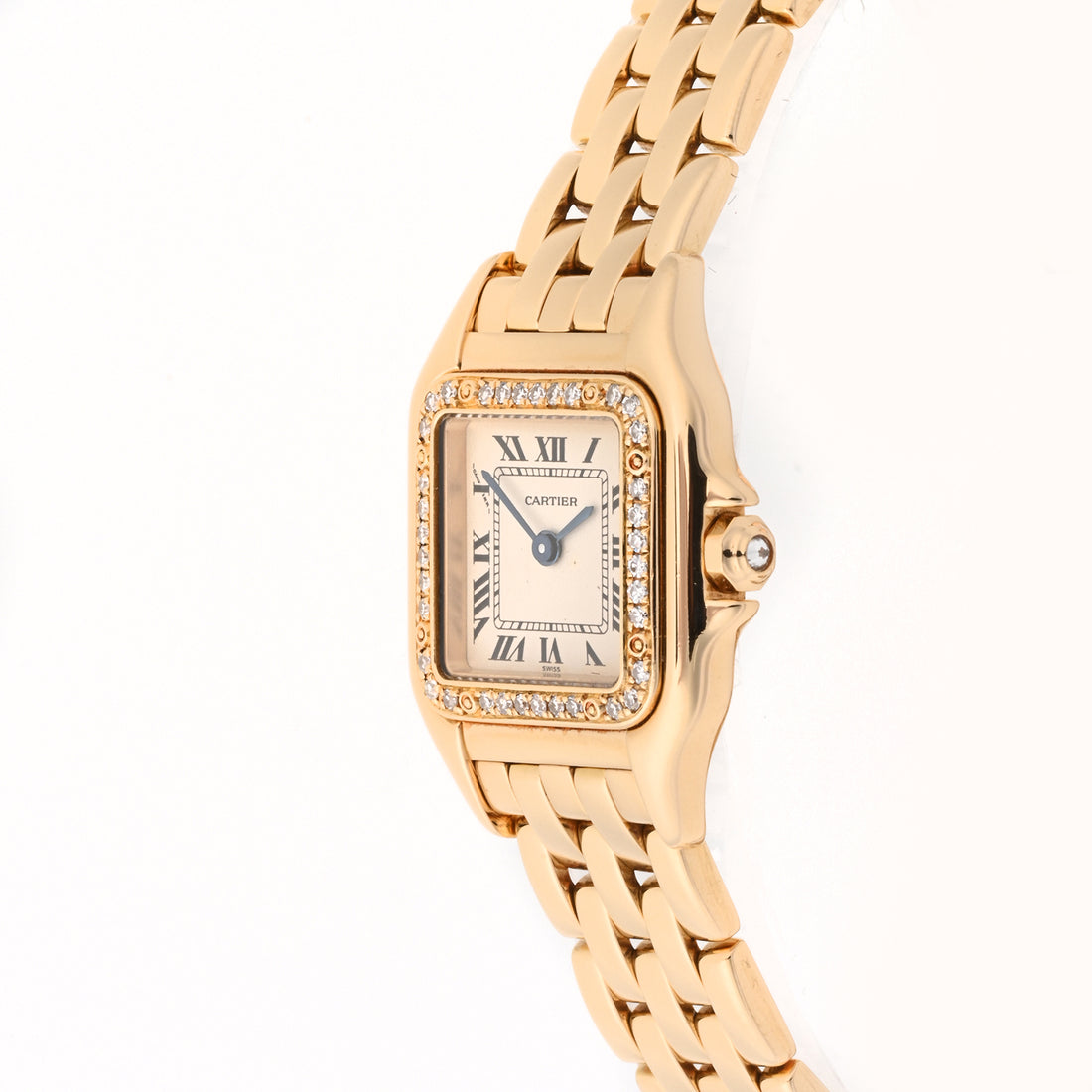 Cartier Panthere Small Yellow Gold Factory Diamond Bezel Ivory Roman Dial on Bracelet 128000m