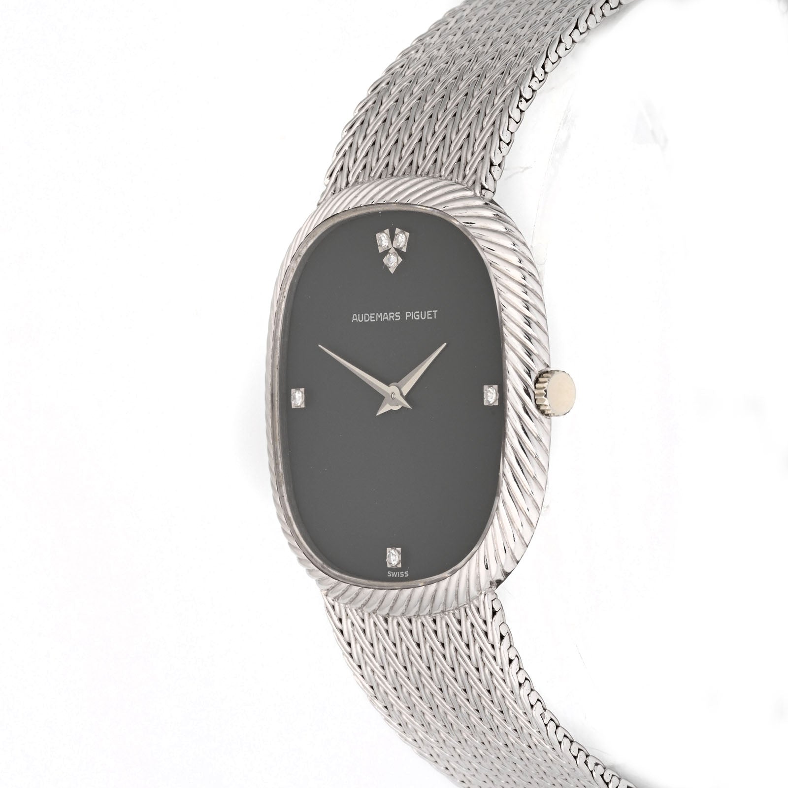 Audemars Piguet Cobra Vintage Ladies White Gold Black Diamond Dial on Bracelet