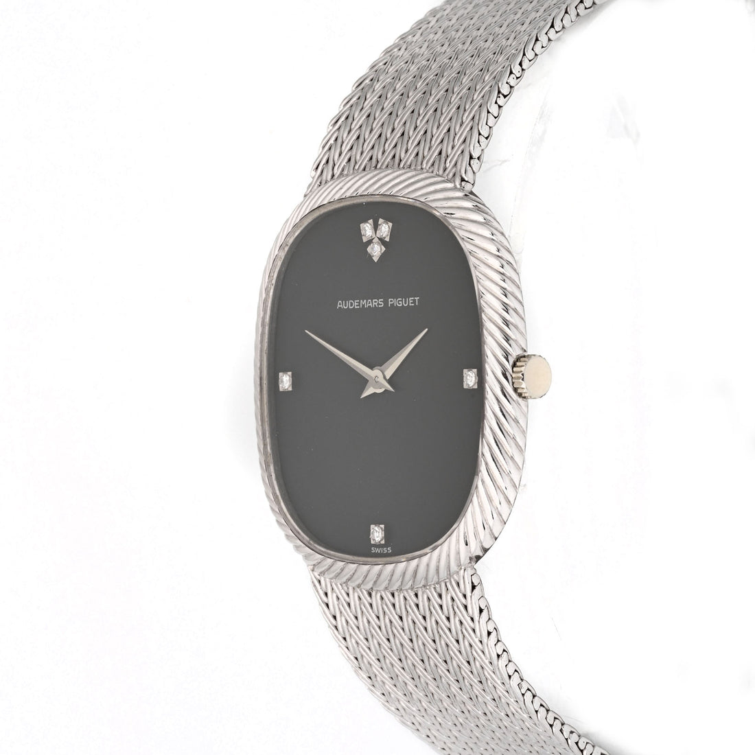 Audemars Piguet Cobra Vintage Ladies White Gold Black Diamond Dial on Bracelet