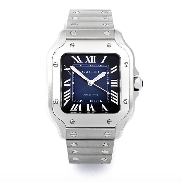 Cartier Santos de Cartier Medium Blue Dial on Bracelet WSSA0063 Card