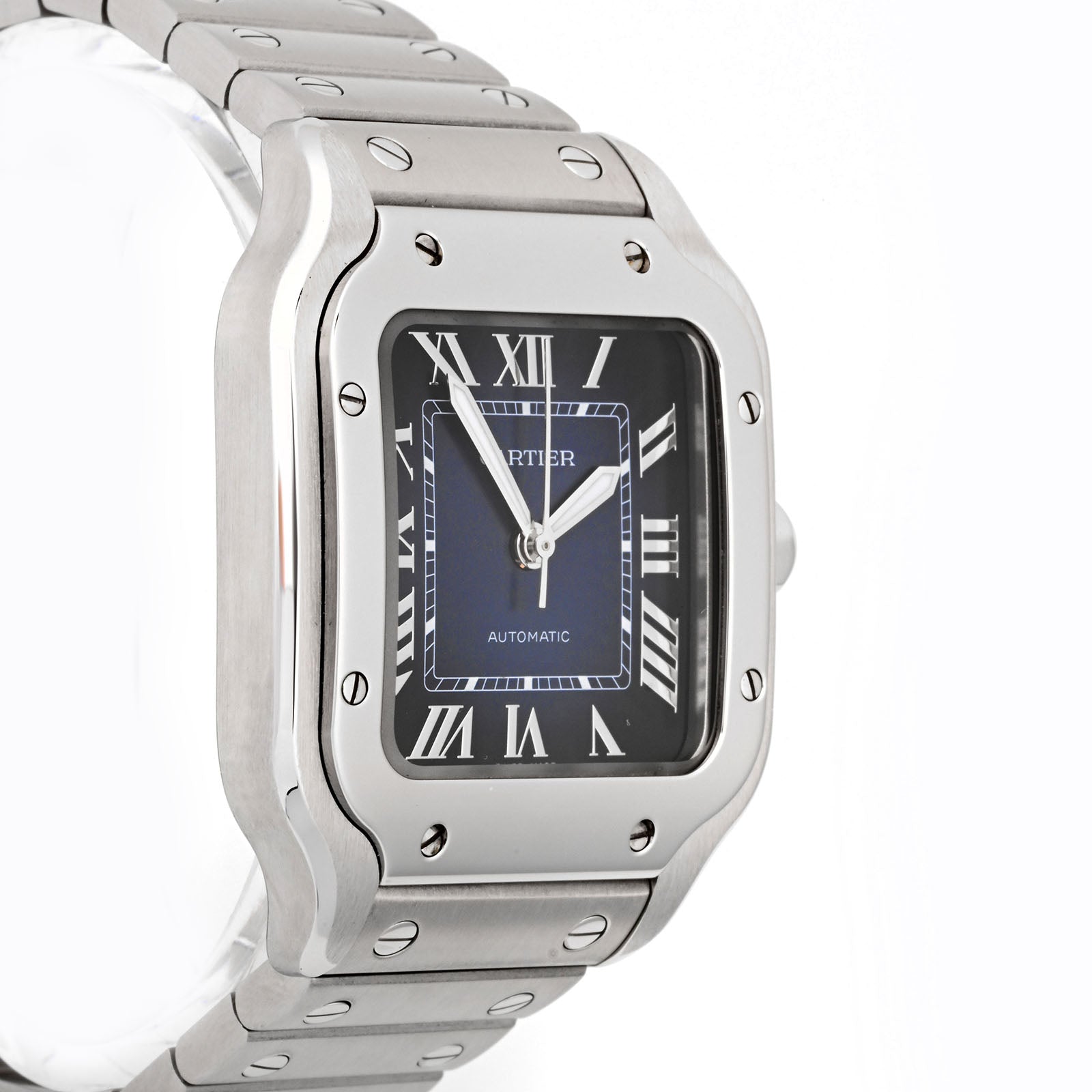 Cartier Santos de Cartier Medium Blue Dial on Bracelet WSSA0063 Card