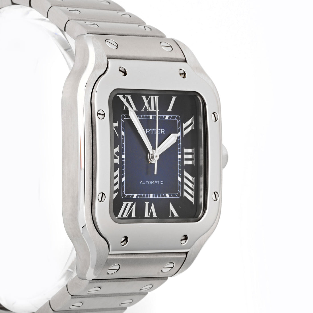 Cartier Santos de Cartier Medium Blue Dial on Bracelet WSSA0063 Card