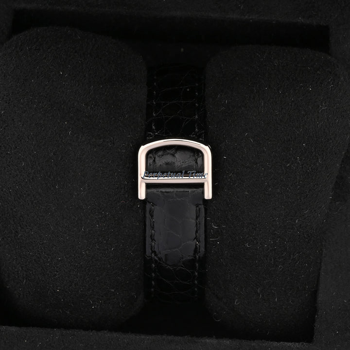 Cartier Tank Francaise Small White Gold Diamond Dial on Black Leather WE102631