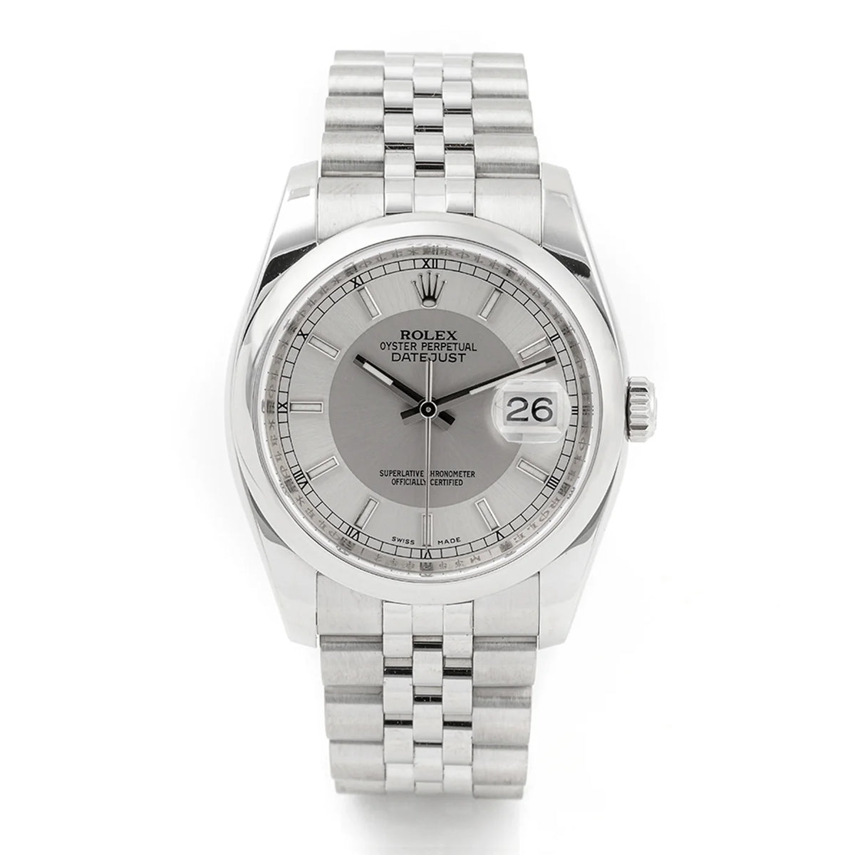 Rolex Datejust 36 Tuxedo Silver Dial on Jubilee 116200 Card