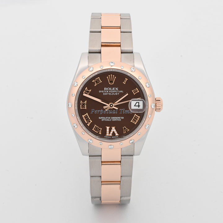 Rolex Datejust 31 Chocolate Roman Diamond Dial on Oyster band 178341 Card 2012
