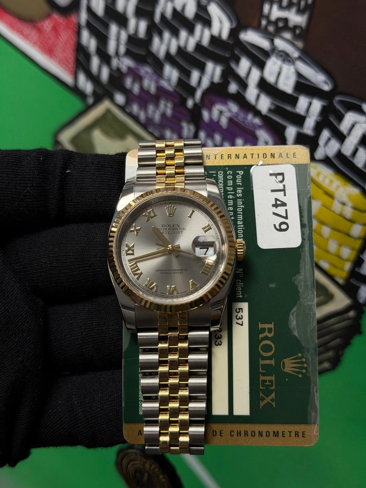Rolex Datejust 36 Gray Roman Dial on Jubilee band 116233 Card 2012