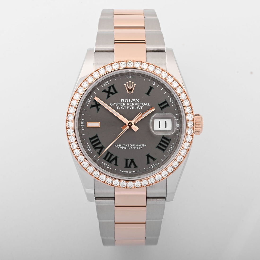 Rolex Datejust 36mm Wimbledon Dial Factory Diamond Bezel on Oyster 126281RBR Card 2021