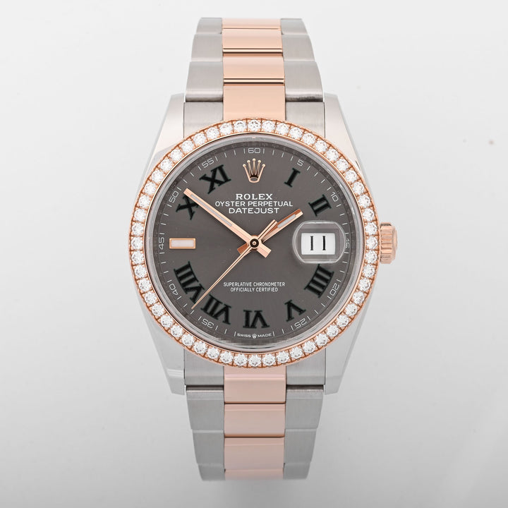 Rolex Datejust 36mm Wimbledon Dial Factory Diamond Bezel on Oyster 126281RBR Card 2021