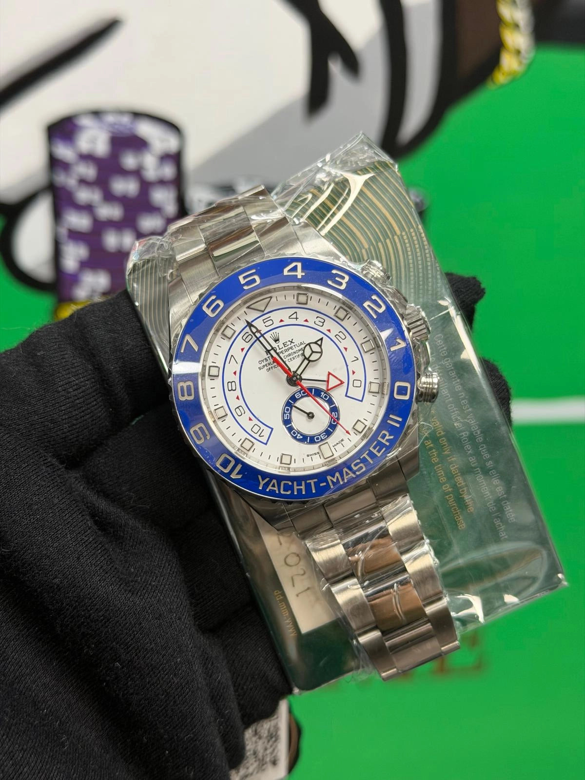 Rolex Yacht-Master II Matt White Dial on Oyster band 116680 Card 2021