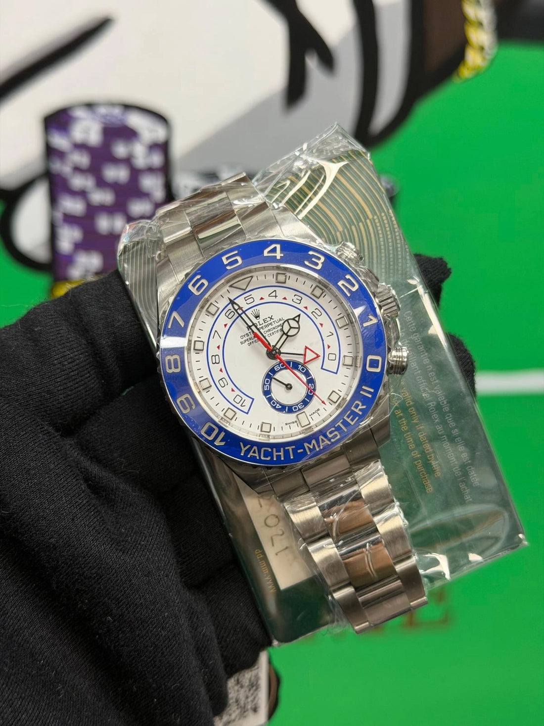 Rolex Yacht-Master II Matt White Dial on Oyster band 116680 Card 2021