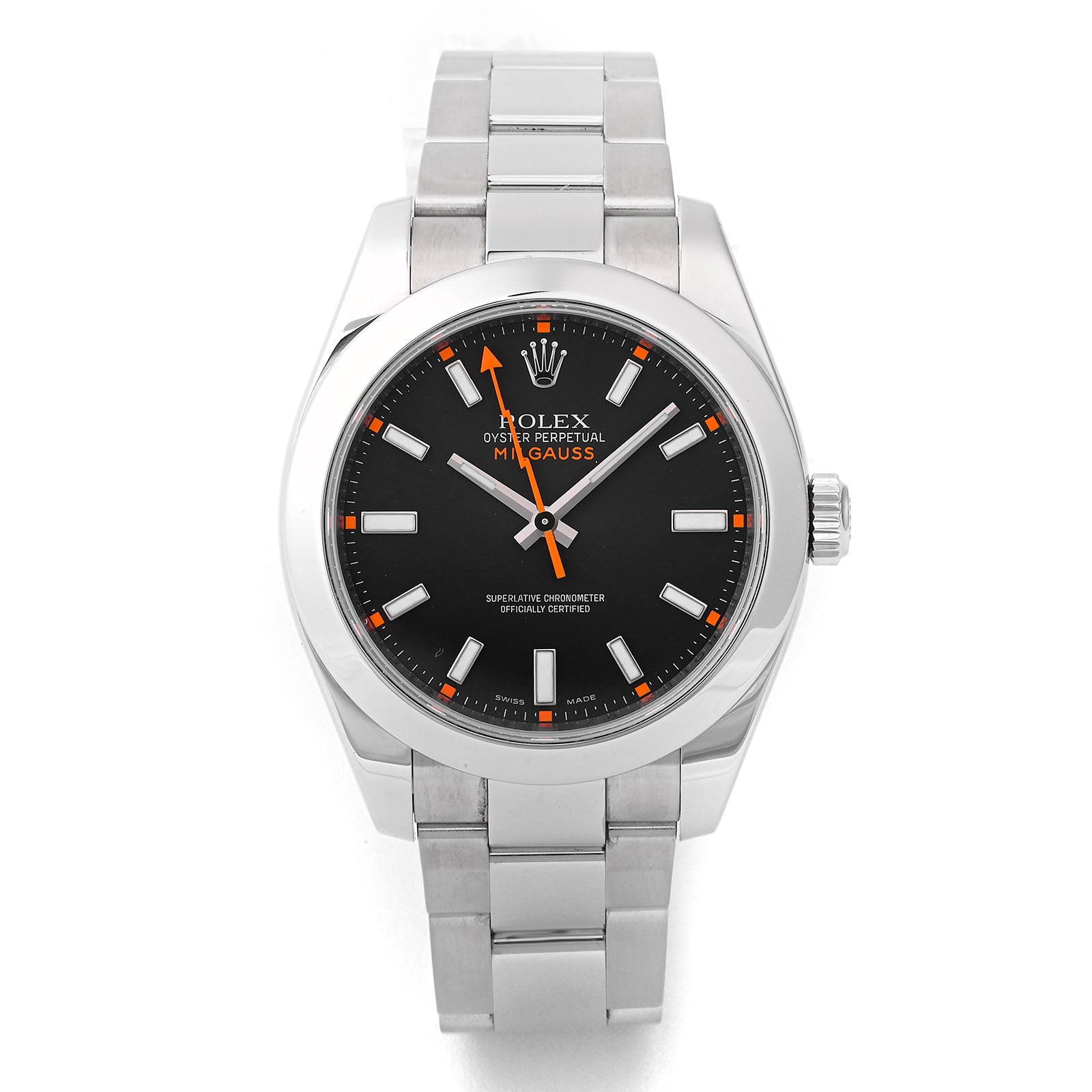 Rolex Milgauss Stainless Steel Black Dial on Oyster 116400