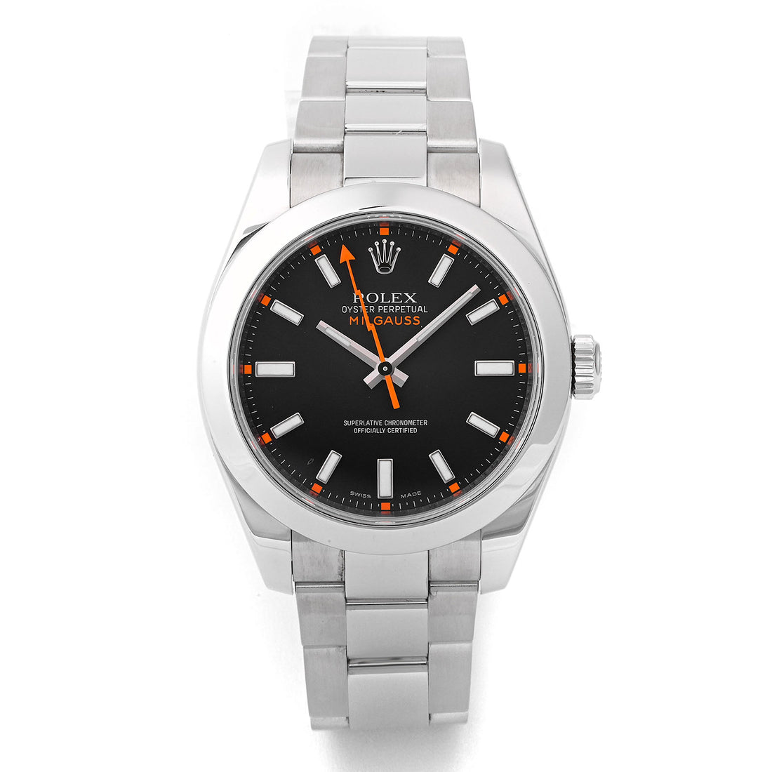 Rolex Milgauss Stainless Steel Black Dial on Oyster 116400