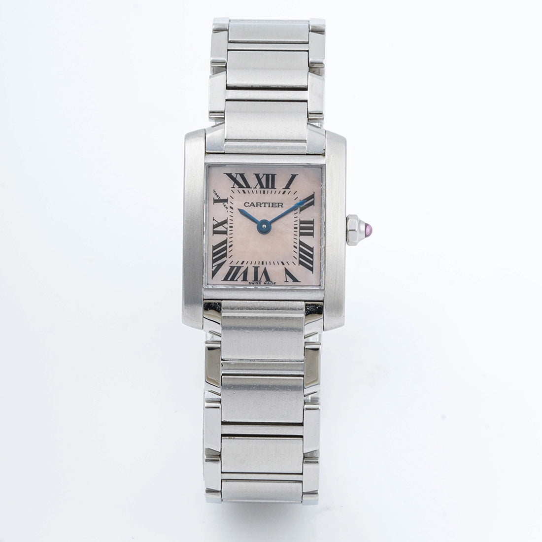 Cartier Tank Francaise Pink Mother Of Peral With Roman Dial on Bracelet W51027Q3 Papers Open Date